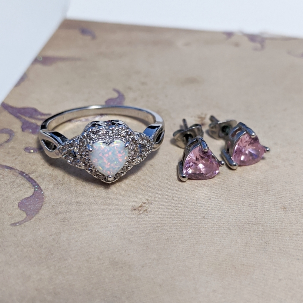 Fragrant Jewels heart ring and earrings